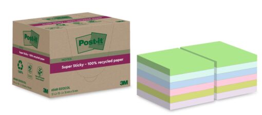POST-IT 100% RECYCLE 12 BLOCS 70 FEUILLES 76X76MM - COLORE SUPER STICKY – Image 2