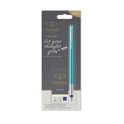 PARKER VECTOR PLUME M + 5 CART GRATIS BLISTER - 3 COLORIS ASS – Image 3